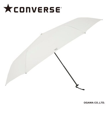 CONVERSE 晴雨兼用日傘 大きめ折りたたみ傘 メンズ レディース 大きい UVカット率＆遮光率99%以上 遮熱効果付き 58cm 6本骨 手開き はっ水 共袋付き 裏面黒コーティング WHITE×BLACK 20157