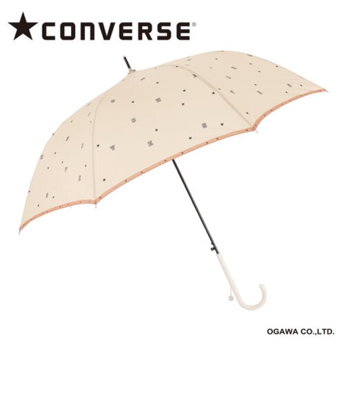 CONVERSE ジャンプ式長傘 メンズ レディース 日傘 雨傘 UV 60cm 7本骨 雨晴兼用 はっ水 ランダムロゴ 20160