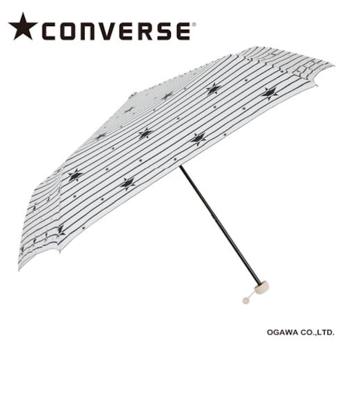 CONVERSE 折りたたみ傘 メンズ レディース 傘 軽量 UV 55cm 雨晴兼用 はっ水 手開き ストラップ付共袋付 スターボーダー 20170