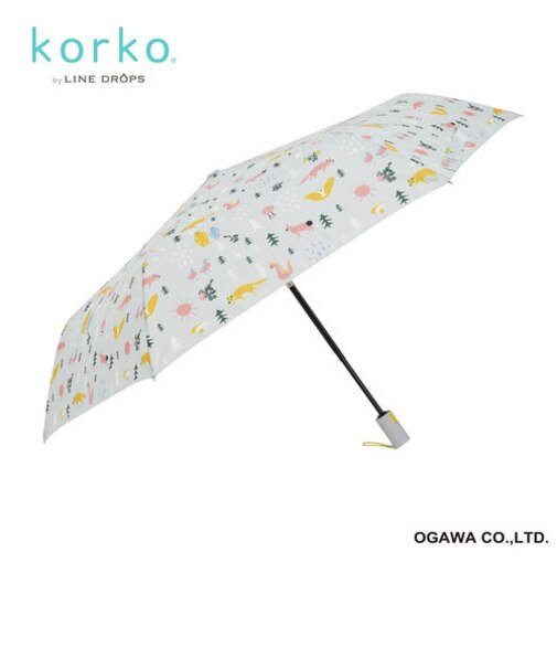 korko（コルコ）の自動開閉折りたたみ雨傘【森の動物たち】