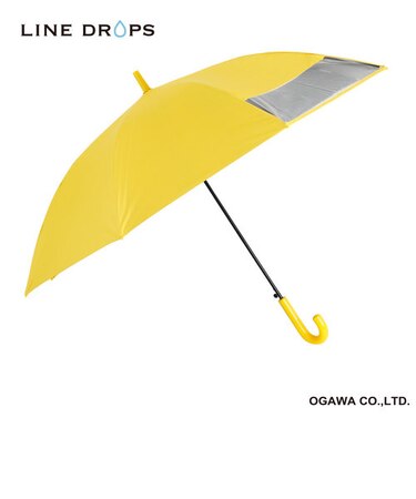 LINEDROPS 晴雨兼用子供日傘 キッズジャンプ式長傘 昨年話題となった子供日傘のパイオニア UVカット率＆遮光率99％以上 遮熱効果付き 55cm イエロー ネームバンド付 透明窓付き 反射テープ付 チャイルドパラソル チャイパラ 53164