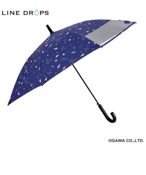 LINEDROPS 晴雨兼用子供日傘 キッズジャンプ式長傘 昨年話題となった子供日傘のパイオニア UVカット率＆遮光率99％以上 遮熱効果付き 抗菌加工手元 50cm コズミック 透明窓付き 晴雨兼用 チャイルドパラソル チャイパラ 53170