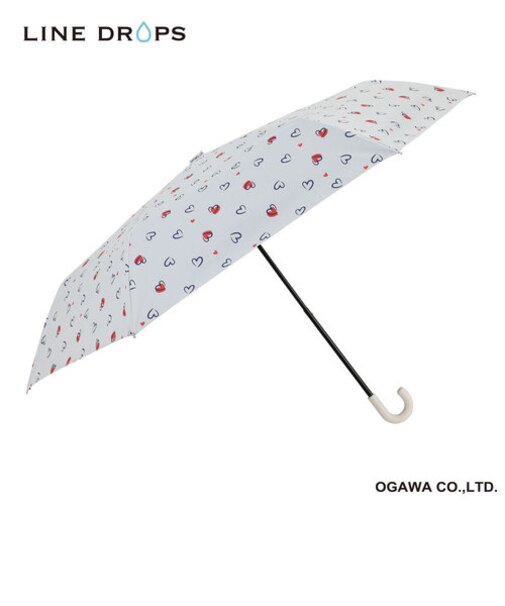ｷｯｽﾞ晴雨兼用55cm　折傘　ﾌﾟﾘﾝﾄ/手描きハート