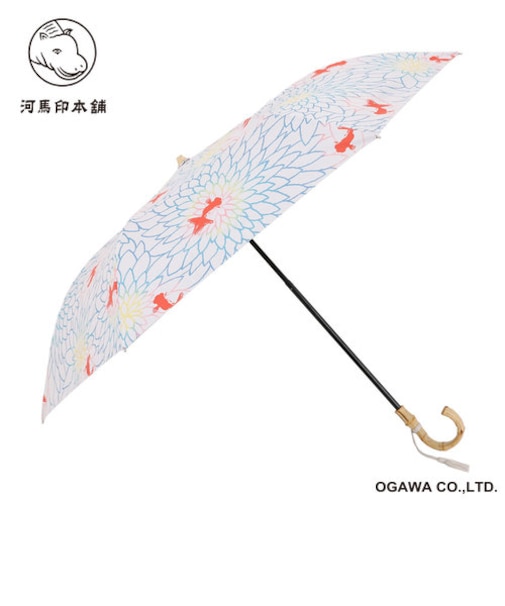 河馬印本舗　晴雨兼用日傘　【2段折りたたみ】　金魚（金赤／きんあか）