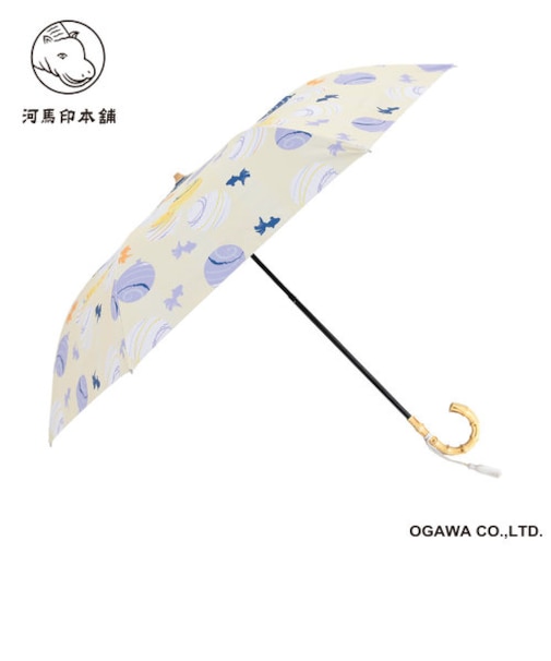 河馬印本舗 晴雨兼用日傘　2段折りたたみ　水風船（薄卵色／うすたまごいろ） 