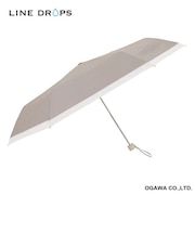 グログランリボン　晴雨兼用折りたたみ傘　グレージュ