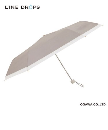グログランリボン　晴雨兼用折りたたみ傘　グレージュ