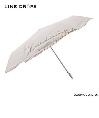 刺繍　晴雨兼用折りたたみ傘　ベージュ