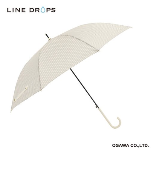 ストライプ　雨傘　ベージュ