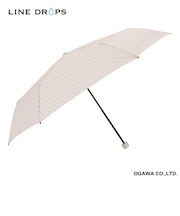 ストライプ（カフス）　折りたたみ雨傘　ピンクベージュ