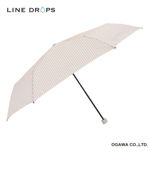 ストライプ（カフス）　折りたたみ雨傘　ピンクベージュ