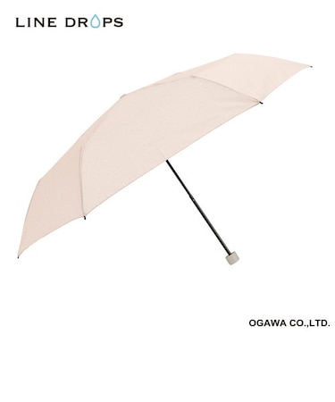 ピンドット（カフス）　折りたたみ雨傘　ピンクベージュ