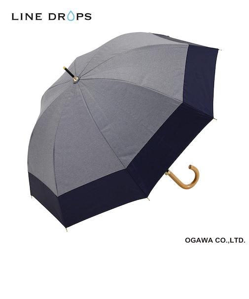 長傘 晴雨兼用 centelleo(センテリオ) ダンガリー バイカラー 手開き式 50cm  UVカット率99.9%以上 遮光率99.9%以上 遮熱効果 はっ水加工 D/NV 57347