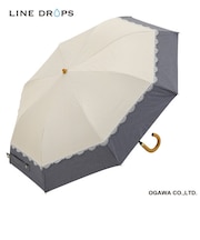 バイカラーパラソル　レース　晴雨兼用二段折りたたみ傘　50cm