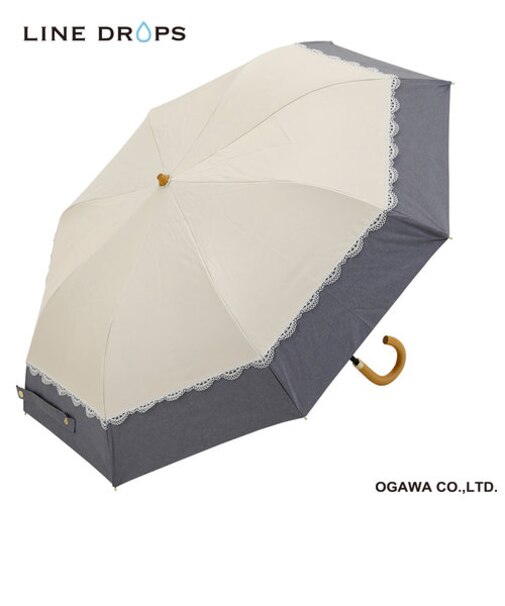 バイカラーパラソル　レース　晴雨兼用二段折りたたみ傘　50cm