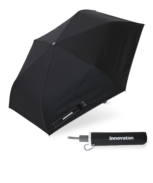 折りたたみ傘 晴雨兼用 innovator 55cm 自動開閉 安全飛び出し防止機能付き UVカット率99.9％以上 遮光率99.9％以上 遮熱効果 はっ水加工 ワンタッチ ブラック 18757
