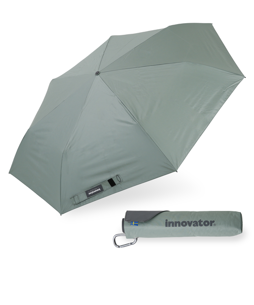 折りたたみ傘 晴雨兼用 innovator 60cm 手開き式 UVカット率100％ 遮光率100％ 遮熱効果 はっ水加工 スリム カラビナ付き 軽量 ペールグリーン 18763