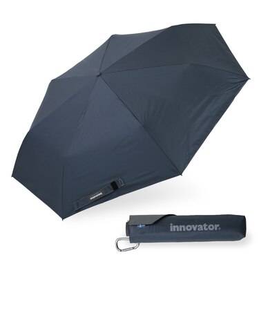 折りたたみ傘 晴雨兼用 innovator 60cm 手開き式 UVカット率100％ 遮光率100％ 遮熱効果 はっ水加工 スリム カラビナ付き 軽量 ネイビー 18764