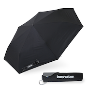 折りたたみ傘 晴雨兼用 innovator 60cm 手開き式 UVカット率100％ 遮光率100％ 遮熱効果 はっ水加工 スリム カラビナ付き 軽量 ブラック 18765