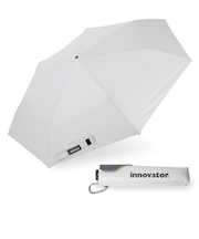 折りたたみ傘 晴雨兼用 innovator 60cm 手開き式 UVカット率100％ 遮光率100％ 遮熱効果 はっ水加工 スリム カラビナ付き 軽量 ホワイト×シルバー 18767
