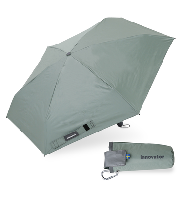 折りたたみ傘 晴雨兼用 innovator 53cm 手開き式 UVカット率100％ 遮光率100％ 遮熱効果 はっ水加工 コンパクト カラビナ付き バックルパーツ付き ペールグリーン 18770