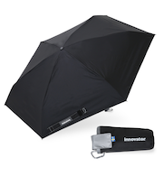 折りたたみ傘 晴雨兼用 innovator 53cm 手開き式 UVカット率100％ 遮光率100％ 遮熱効果 はっ水加工 コンパクト カラビナ付き バックルパーツ付き ブラック 18772