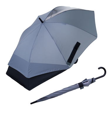 長傘 LINEDROPS 65cm ジャンプ式 メンズ 後ろが伸びる傘 荷物が濡れにくい 尖っていないT型露先 透明窓つき 超はっ水 53657 53658 53659