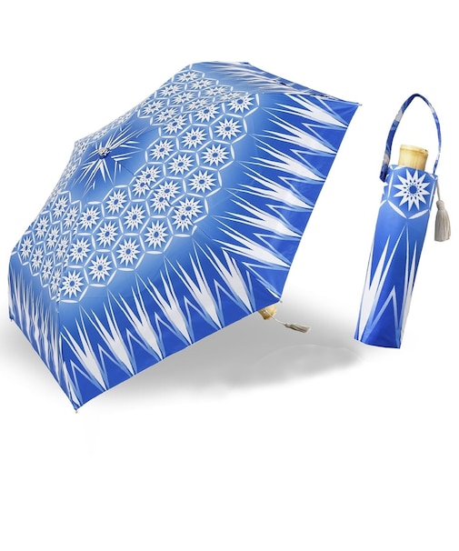 折りたたみ傘 レディース 日傘 晴雨兼用 河馬印本舗 50cm 手開き式 UVカット率99％以上 遮光率99％以上 遮熱効果 はっ水加工 UPF50＋ 和柄 着物 浴衣  切子（紺青/こんじょう） 38024