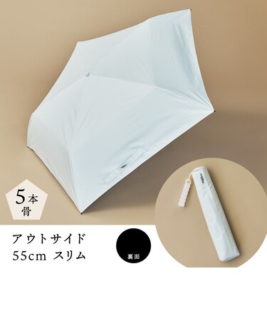 折りたたみ傘 レディース 日傘 晴雨兼用 白の頂 OUTSIDE 55cm 手開き式 UVカット率＆遮光率100％ 遮熱効果 はっ水 超軽量 スリム ホワイト シンプル おしゃれ 5本骨 89117