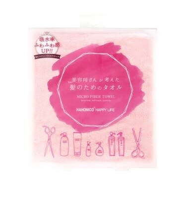 ハホニコ　ヘアドライ　マイクロファイバータオル ピンク