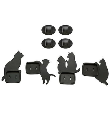 【当商品送料無料】コンセントカバー おしゃれ 通販 赤ちゃん 感電防止 キャップ おしゃれ ねこ 猫 ネコ 黒 ブラック 電源カバー 1口 新生活