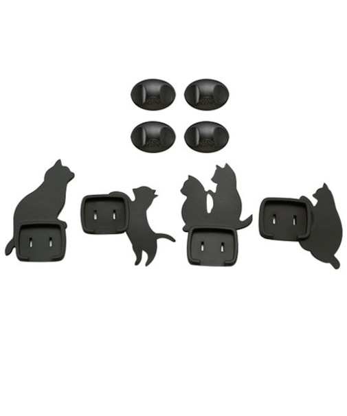 【当商品送料無料】コンセントカバー おしゃれ 通販 赤ちゃん 感電防止 キャップ おしゃれ ねこ 猫 ネコ 黒 ブラック 電源カバー 1口 新生活