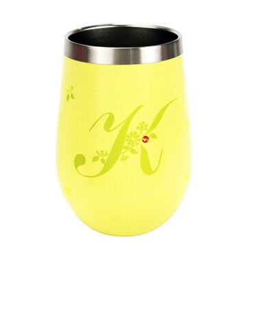 【当商品送料無料】タンブラー 保温 保冷 通販 おしゃれ プレゼント ステンレス かわいい イニシャル アルファベット ラウンド スワロフスキー付き