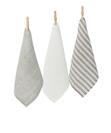 【当商品送料無料】ふきん 食器 通販 ディッシュクロス おしゃれ シンプル かわいい 綿 コットン 3枚セット チェック ボーダー 食器拭き