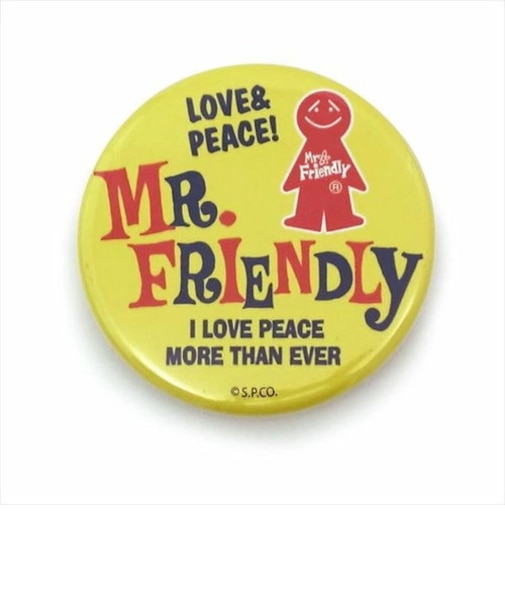 【当商品送料無料】ミスターフレンドリー Mr.Friendly バッジ 通販 ミスターフレンドリーカフェ カンバッジ キャンバスバッグ