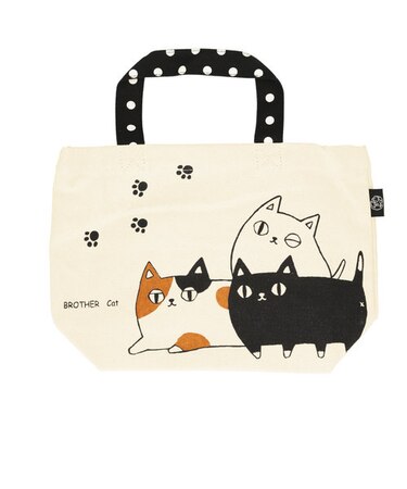 【当商品送料無料】ミニトートバッグ キャンバス 通販 猫 猫3兄弟 小さめ ミニ 小 かわいい 布 レディース ランチバッグ 猫三兄弟 ネコ ねこ