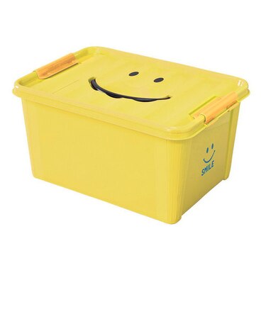 【当商品送料無料】収納ボックス フタ付き おしゃれ 通販 プラスチック スマイルボックス Mサイズ かわいい 収納ケース ハンドル 持ち手 ふた付き