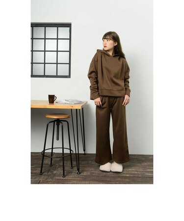 【当商品送料無料】レディース ルームウェア 上下セット 長袖 通販 ワイドパンツ 長ズボン プルオーバー パーカー フーディ パジャマ 冬 秋冬