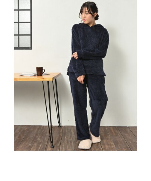 【当商品送料無料】レディース ルームウェア 上下セット 長袖 通販 ロングパンツ 長ズボン プルオーバー パーカー フーディ パジャマ 冬 秋冬