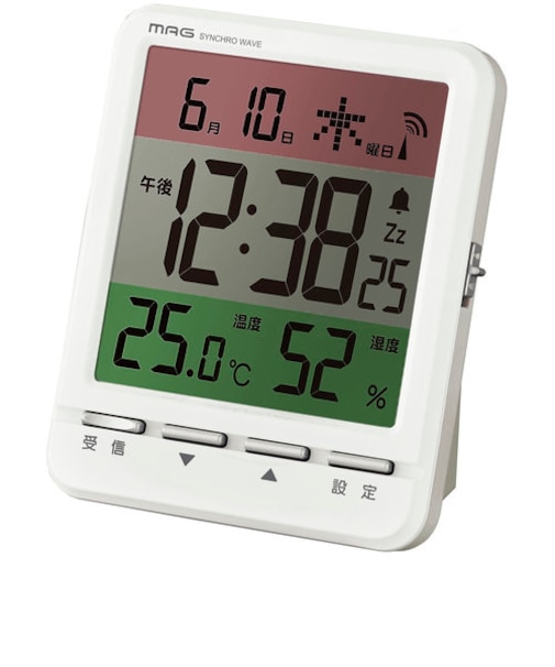 【当商品送料無料】時計 電波 置時計 デジタル 通販 置き時計 電波時計 デジタル時計 見やすい 3色カラー液晶 温度表示 温度計 湿度表示 湿度計