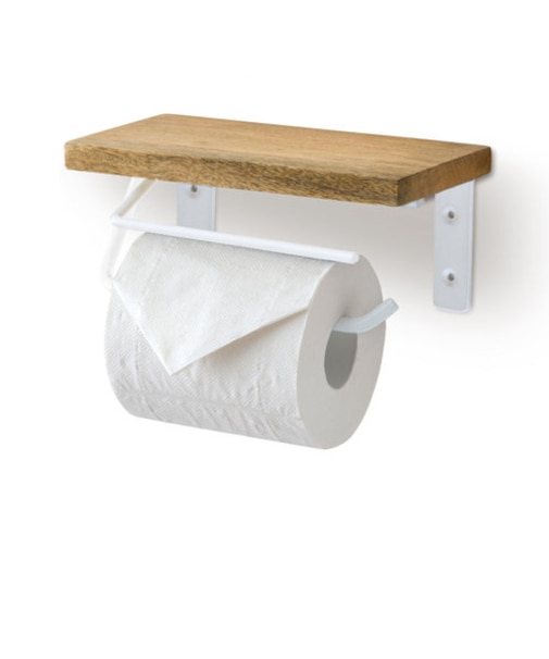 【当商品送料無料】トイレットペーパーホルダー おしゃれ 通販 シングル アイアン 木製 ホルダー シェルフ型 ブラック ホワイト ペーパーホルダー