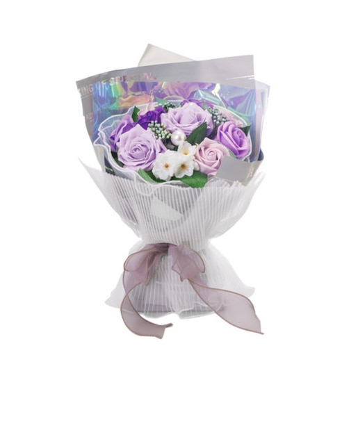 【当商品送料無料】ブーケ 通販 石鹸素材 せっけん シャボン 香り 長持ち 観賞用 フラワー デザイン シースルー ビニールバッグ お祝い かわいい