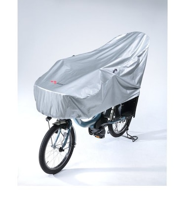 【当商品送料無料】川住製作所 サイクルカバー 通販 ハーフ 自転車カバー 撥水 後 子供乗せ uvカット 雨雪 電動自転車 風飛び防止 シルバー