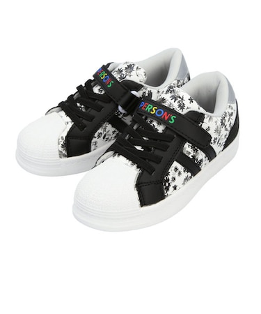 【当商品送料無料】パーソンズ PERSONS キッズ スニーカー 通販 ローカット 軽量 マジックテープ ゴム紐 リフレクター フラワー 反射材