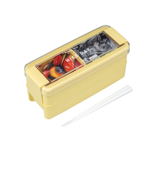 【当商品送料無料】お弁当箱 2段 女性用 通販 ランチボックス 二段弁当箱 弁当箱 お箸付き おべんとうばこ パッキン一体型 食洗機対応 透明ふた