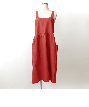 【当商品送料無料】フレア ギャザー クロス エプロン 通販 前掛け 前掛 ふんわり ワンピース 柔らかい やわらかい コットン ユニセックス 綿