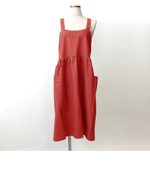 【当商品送料無料】フレア ギャザー クロス エプロン 通販 前掛け 前掛 ふんわり ワンピース 柔らかい やわらかい コットン ユニセックス 綿