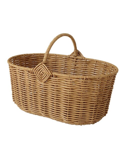 【当商品送料無料】収納 かご バスケット 通販 籠 カゴ 手編み ワンハンドル 持ち手付き ハンドル 天然素材風 洗える 水洗い フェイク 柳風