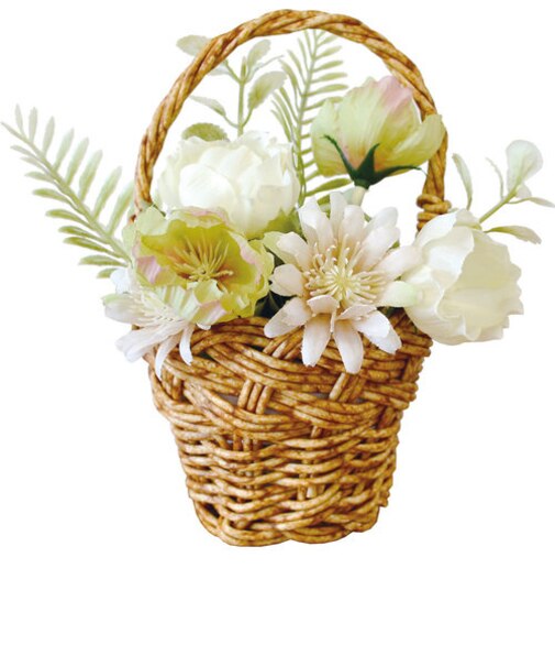 【当商品送料無料】バスケット グリーンバスケット 通販 カゴ 籠 プランター 寄せ植え 小物収納 グリーン 植物 丸い ラウンド ワンハンドル