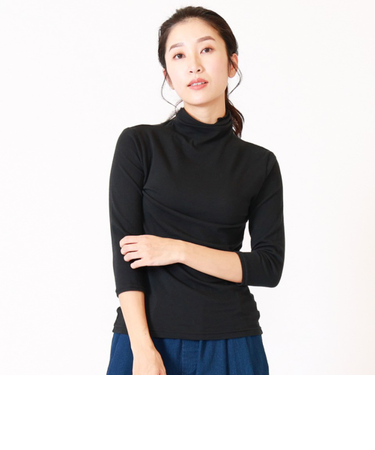 【当商品送料無料】ボトルネック プルオーバー 7分袖 楽天 タートルネック カットソー ハイネック Tシャツ 七分袖 レディース UVカット